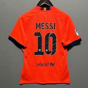 Nike FC Barcelona Messi #10 2014-15 Third Jersey Orange Authentic Mens LFP Patch